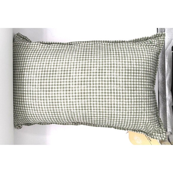 The Home Quilted Look Zipper Pillow Sham Floral Green Gingham Trim & Backing NWT - Picture 11 of 14